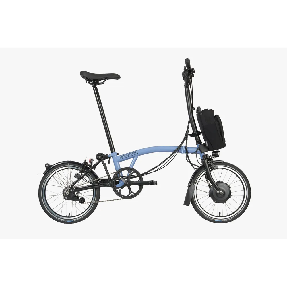Brompton Electric C-Line Mid Bar Folding Bike 2023 Cloud Blue