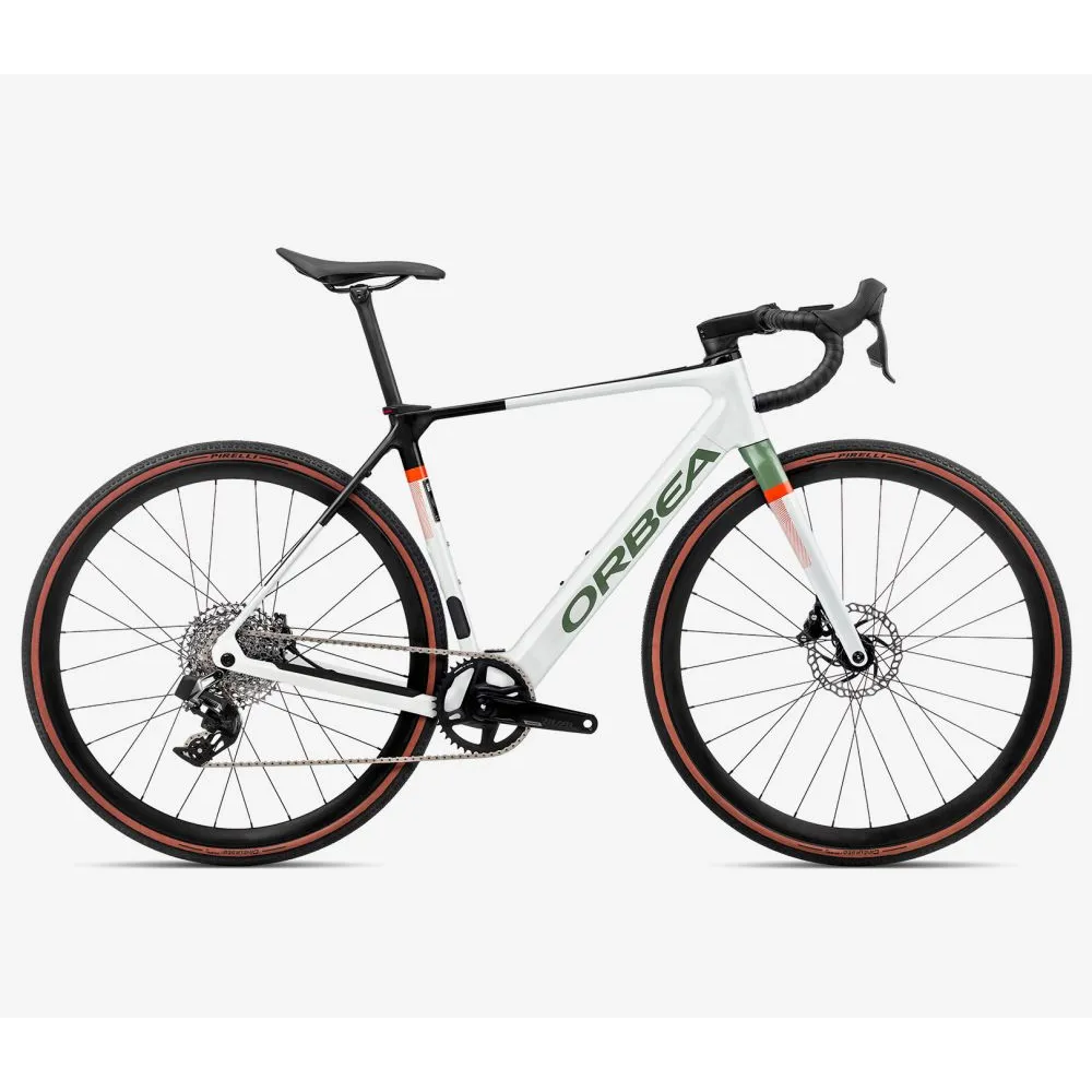 Orbea Gain M31E 1X Electric Road Bike 2023 White Chic/Metallic Green Artichoke