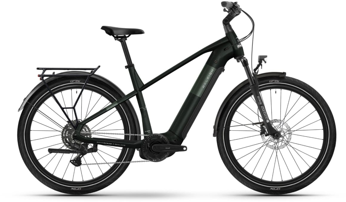 Raleigh Novus Plus Derailleur Gear Crossbar Electric Bike M Nightlife Fern Gloss - Cycles UK